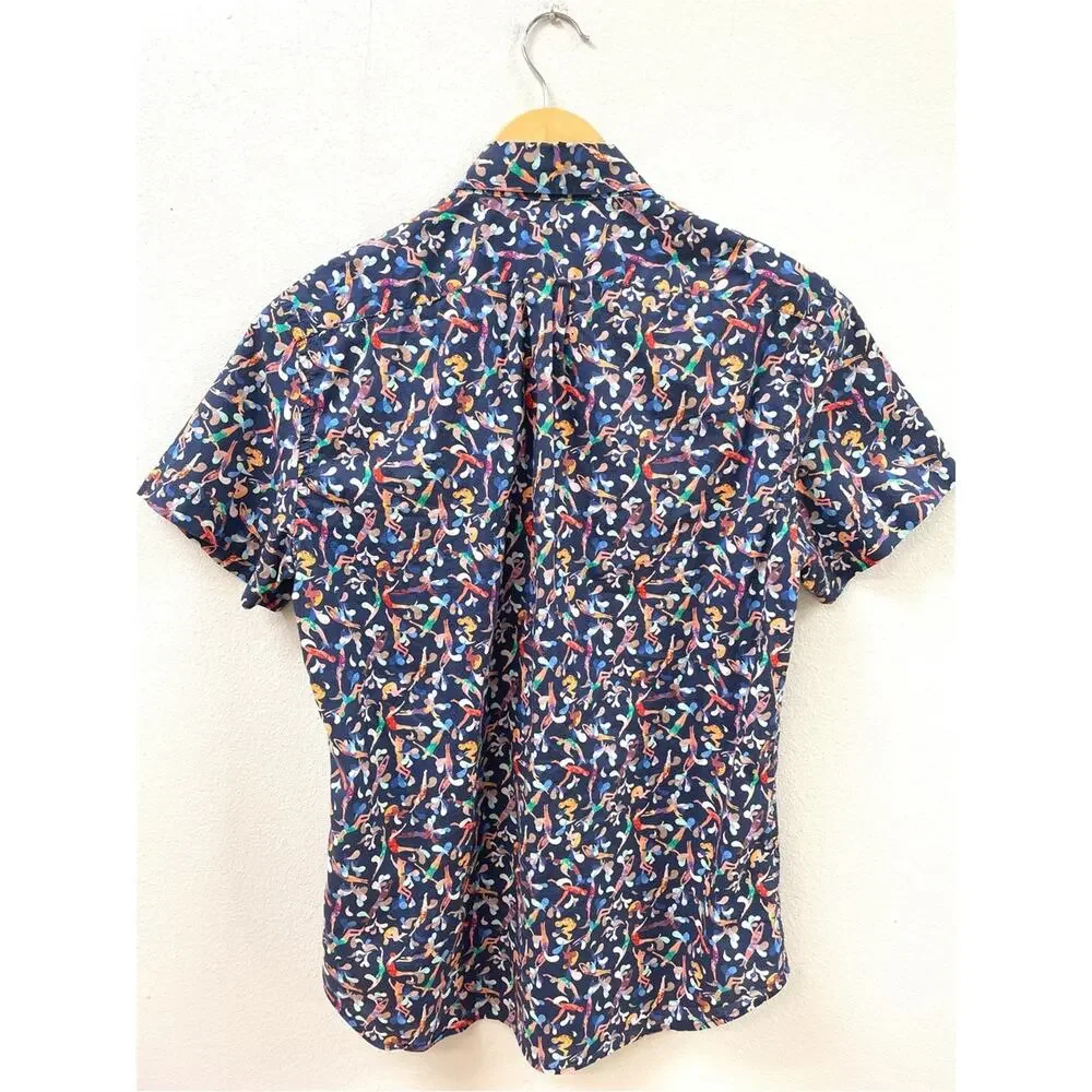 J. Crew Short-sleeve Cotton Poplin Button-up Lido Swim Print, Men's Small AM054